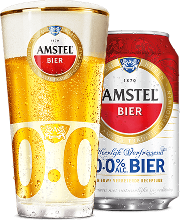 Glas en blik Amstel 0.0