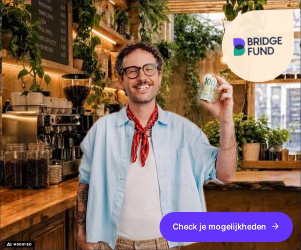 Het logo in een crème bubbel, de belofte draait in