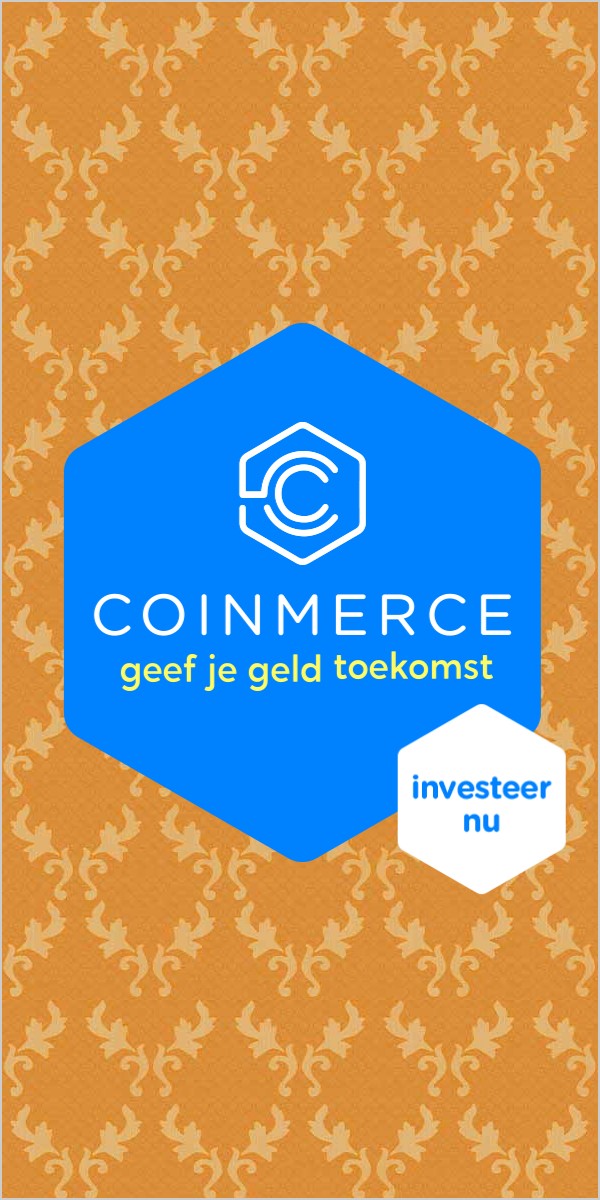 Eindbeeld op oranje behang: Coinmerce, investeer nu
