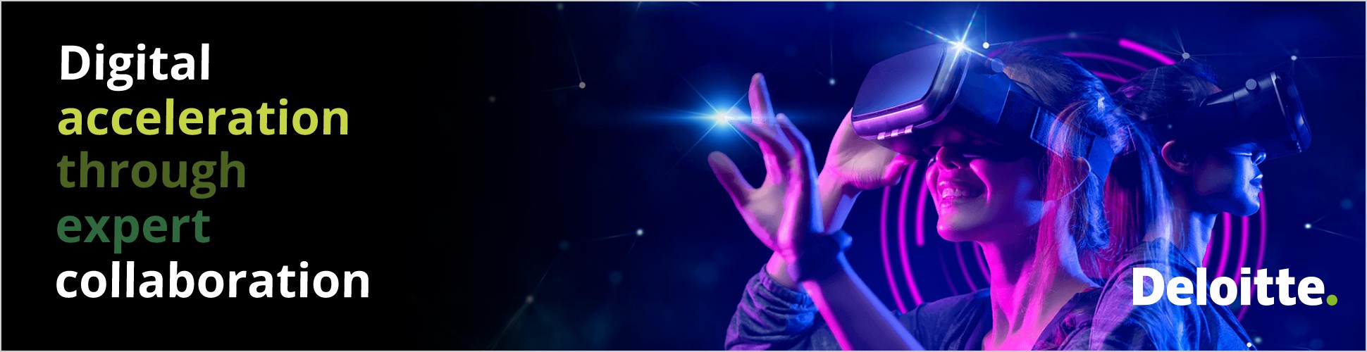 Billboard Digital: Digital acceleration through expert collaboration, met twee mensen met een VR-bril