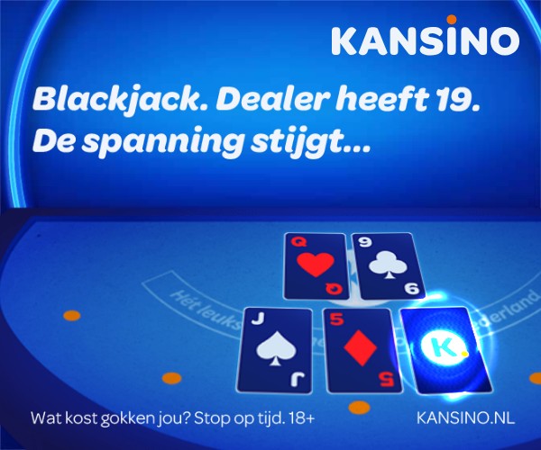 Blackjack. Dealer heeft 19. De spanning stijgt...