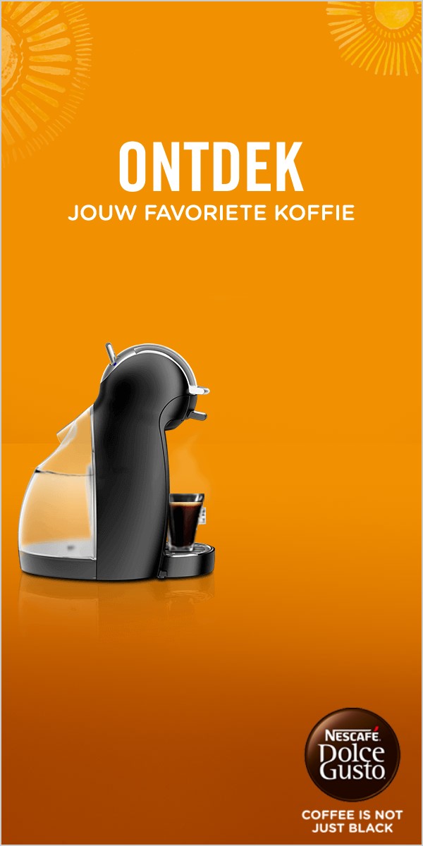 Ontdek jouw favoriete koffie, met de machine op het oranje tafelblad