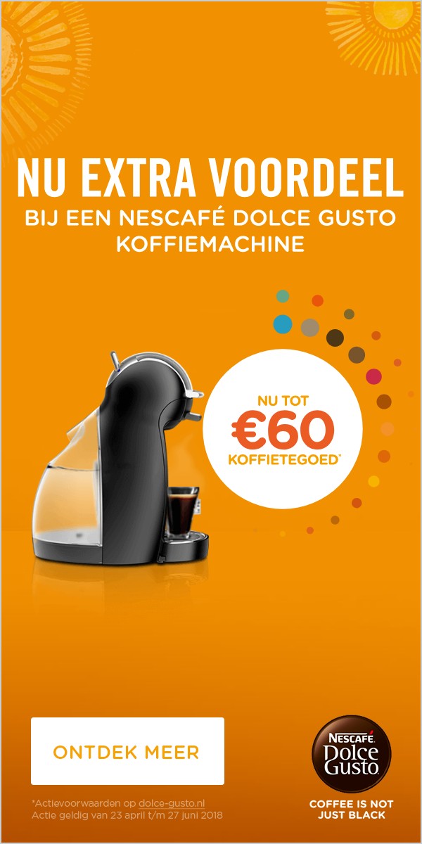 Nu extra voordeel bij een Nescafé Dolce Gusto koffiemachine, nu tot €60 koffietegoed