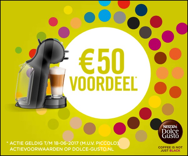 €50 voordeel in een grote witte cirkel met bolletjes