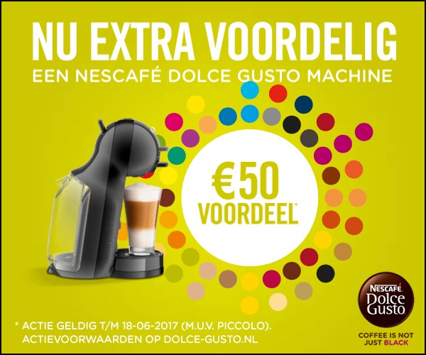 Nu extra voordelig, een Nescafé Dolce Gusto machine