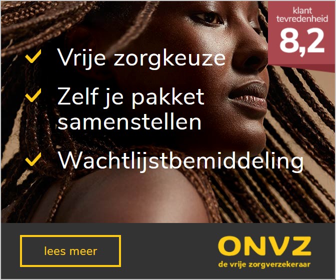 Think, 336×280 aan het eind: Vrije zorgkeuze, Zelf je pakket samenstellen, Wachtlijstbemiddeling, klant tevredenheid 8,2, knop lees meer