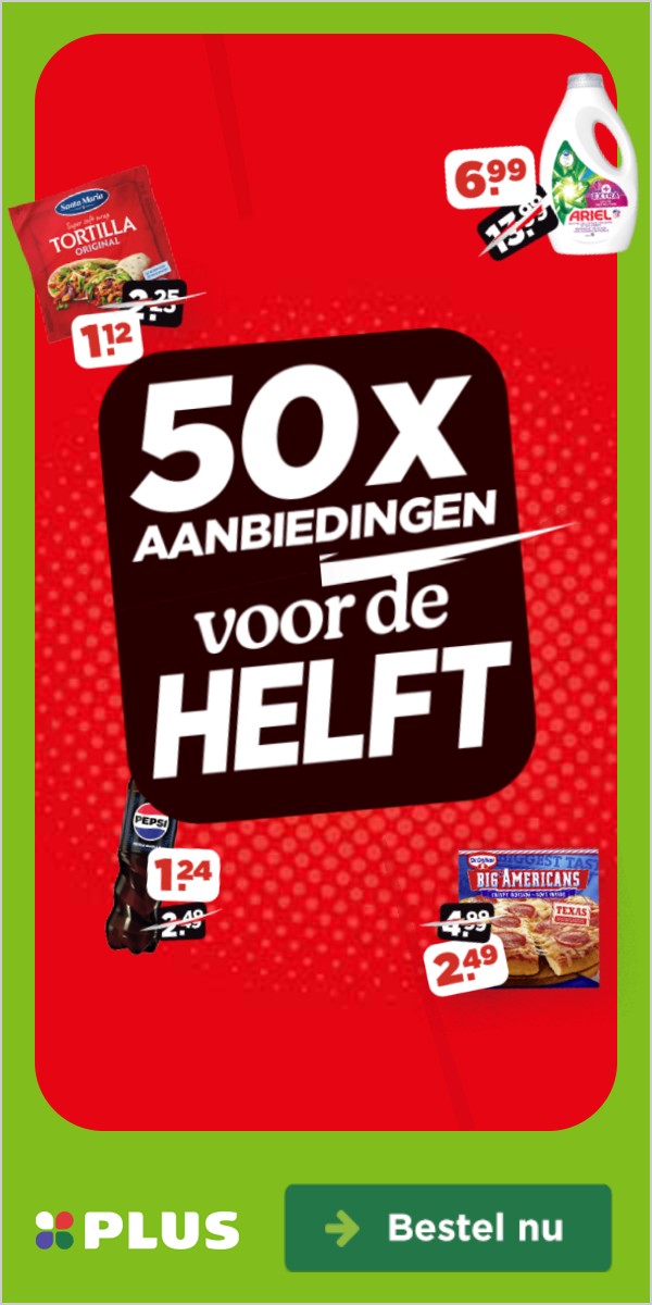 50x aanbiedingen voor de helft
