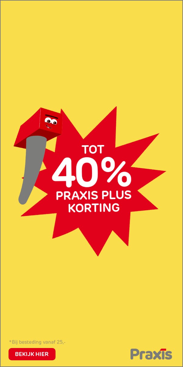 300×600 op 1,9 seconde: TOT 40% PRAXIS PLUS KORTING