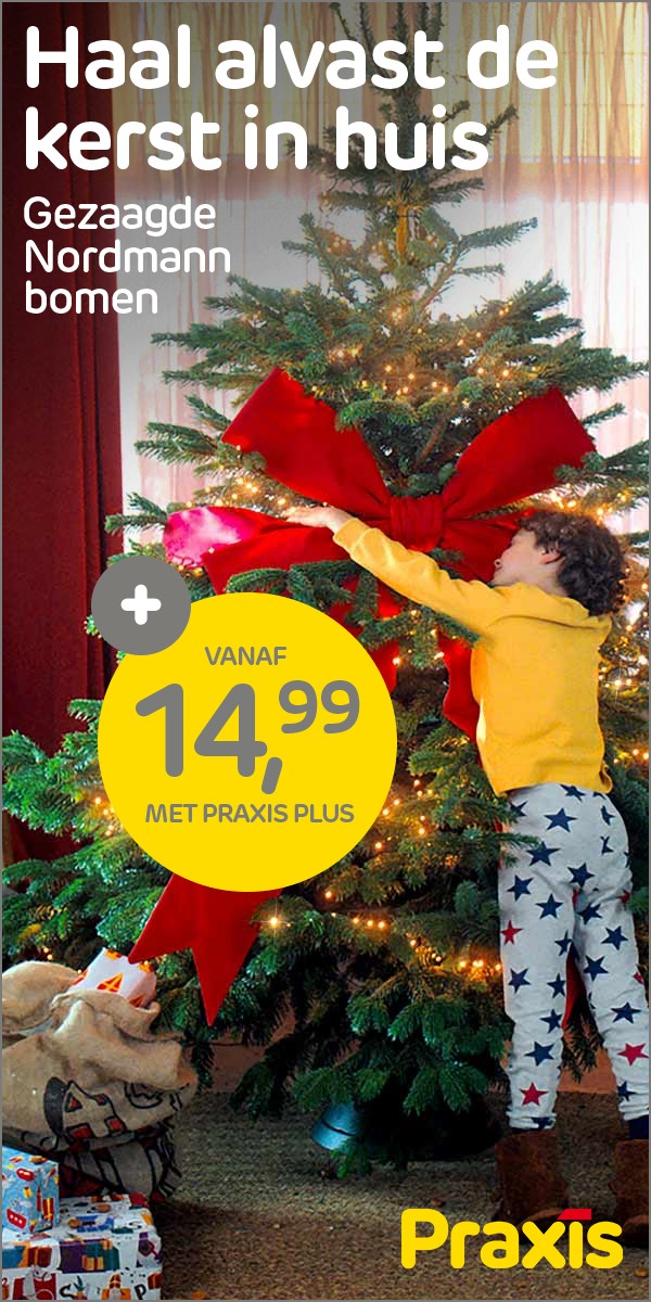 300×600 op 3,5 seconden: Gezaagde Nordmann bomen, vanaf 14,99 met Praxis Plus