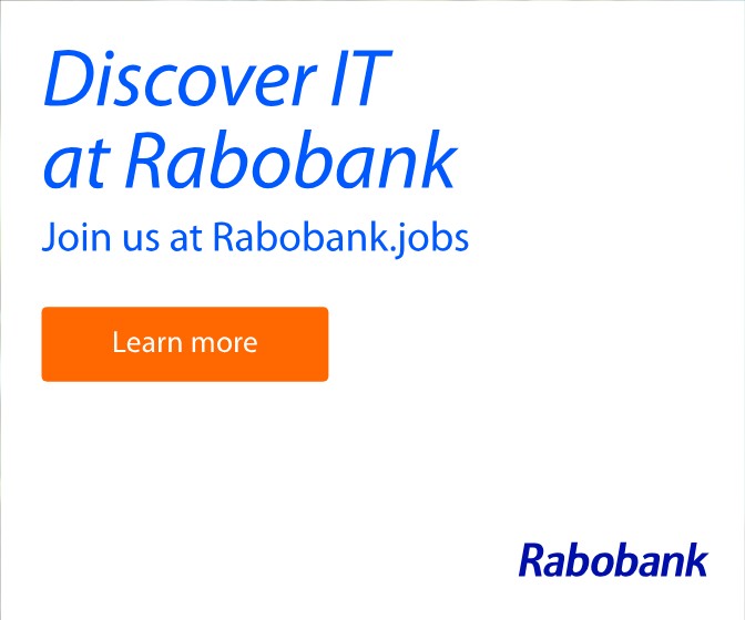 Eindbeeld: Discover IT at Rabobank, Join us at Rabobank.jobs, Learn more