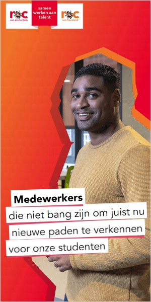 De docent vult het silhouet, met de tekst Medewerkers die niet bang zijn om juist nu nieuwe paden te verkennen voor onze studenten