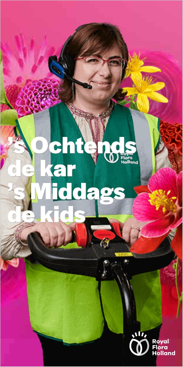 Dezelfde medewerker met de tekst 's Ochtends de kar, 's Middags de kids
