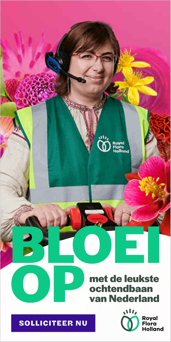 Eindbeeld met BLOEI OP in groen op een witte boog en de knop Solliciteer nu