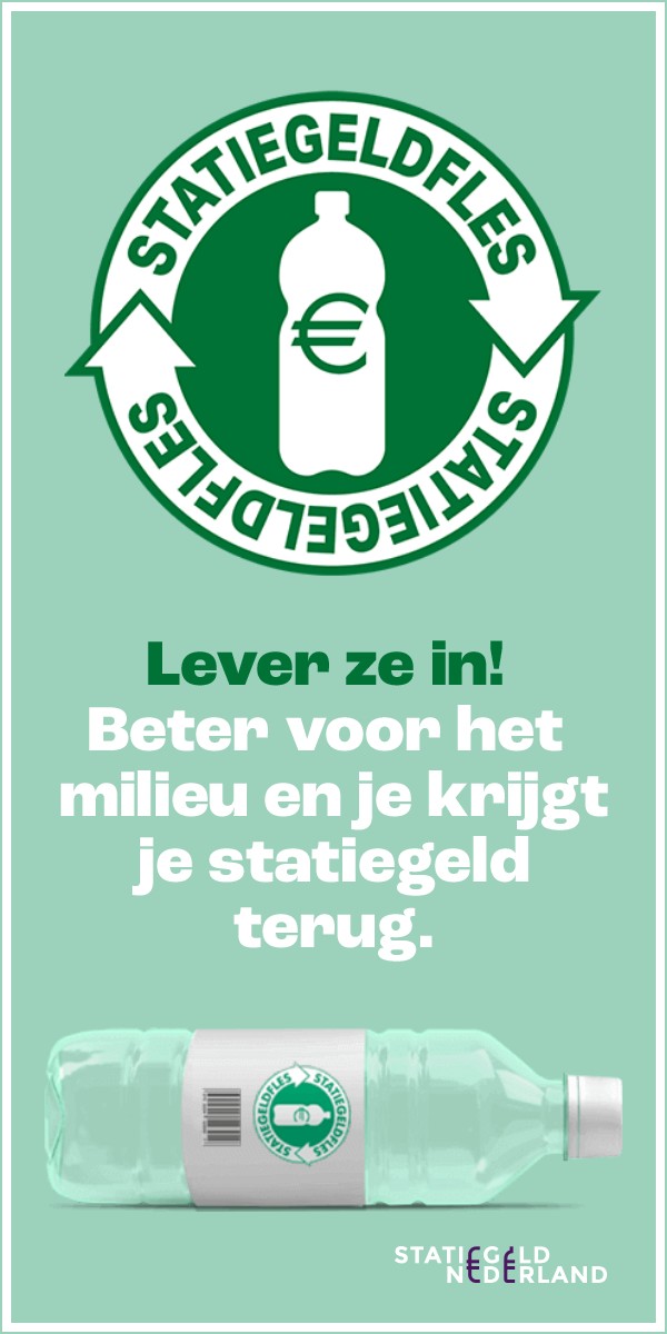 Het statiegeldfles-logo met het antwoord