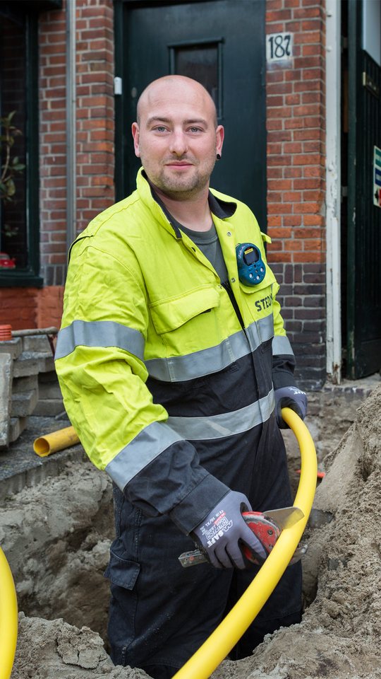 Technicus met de gele gasslang