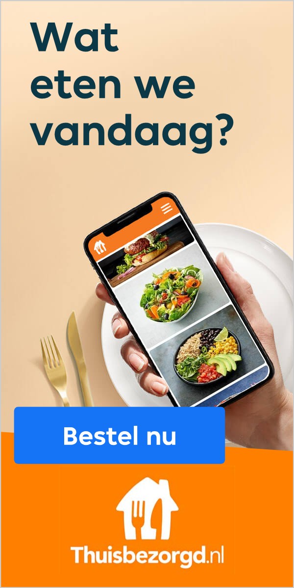 Burger en salade op het scherm