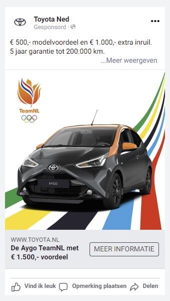 Lead ad Aygo in de tijdlijn