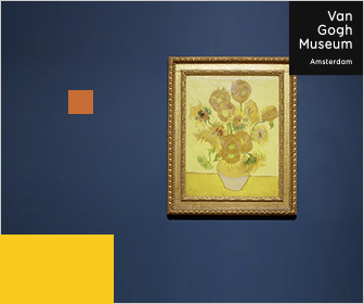 Het schilderij met een oranje blokje