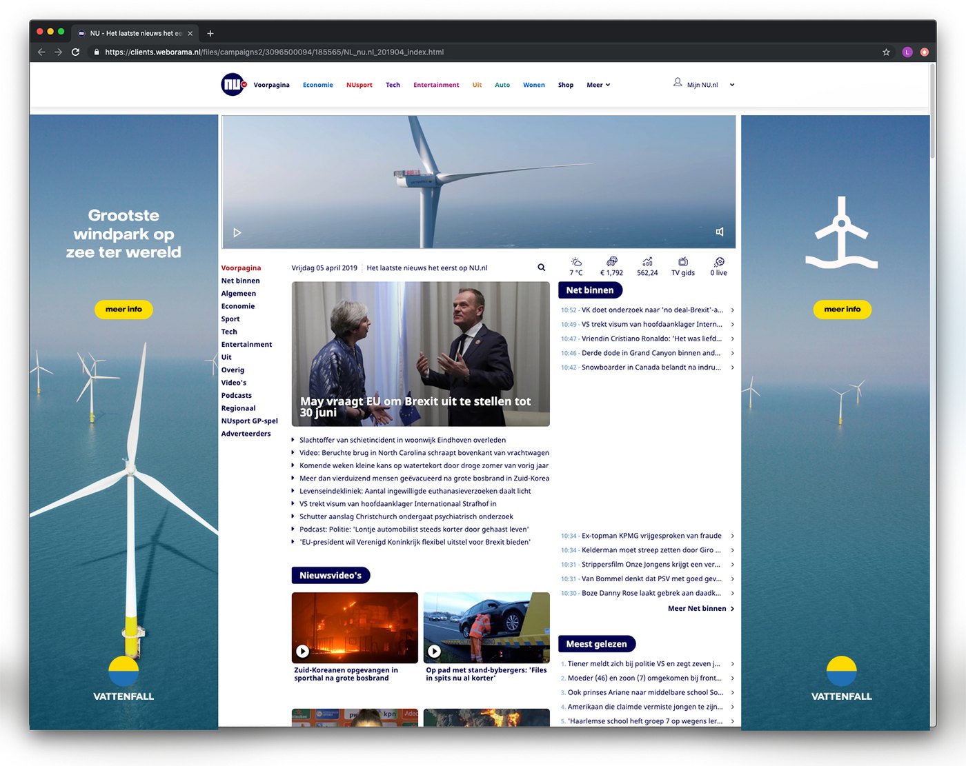 Homepage-takeover met windmolens
