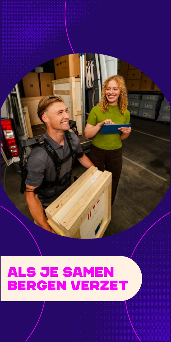 De foto krimpt, de sticker Dan werk je in een wereld team verschijnt