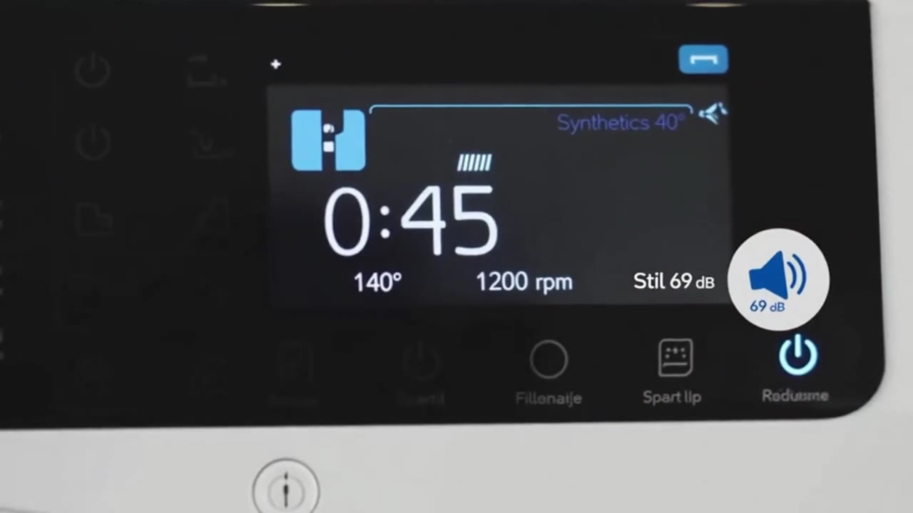 Display van een wasmachine met 0:45