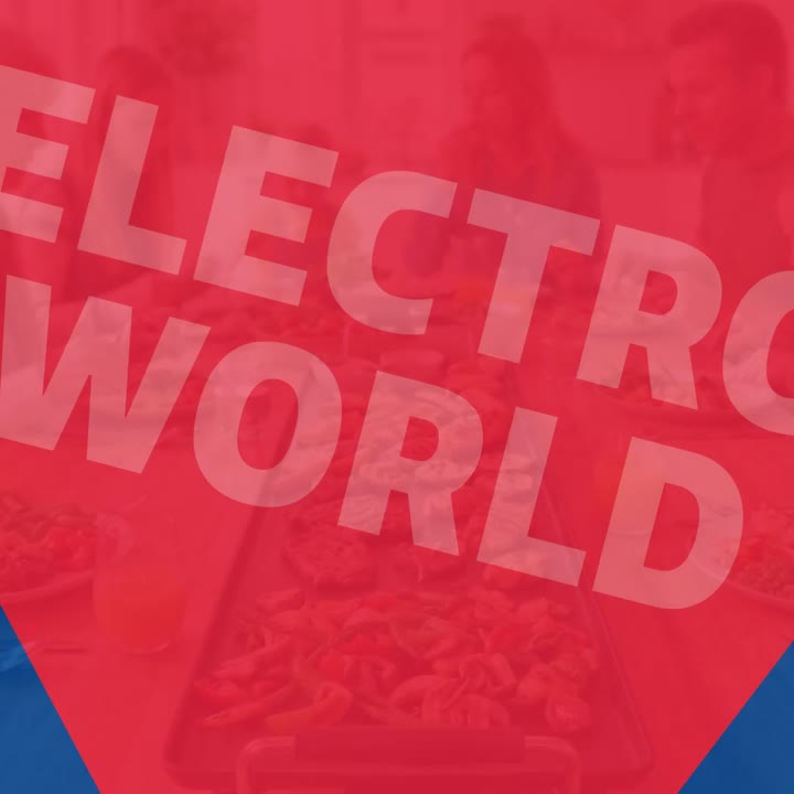 De rode driehoek vult het beeld, Electro World groot
